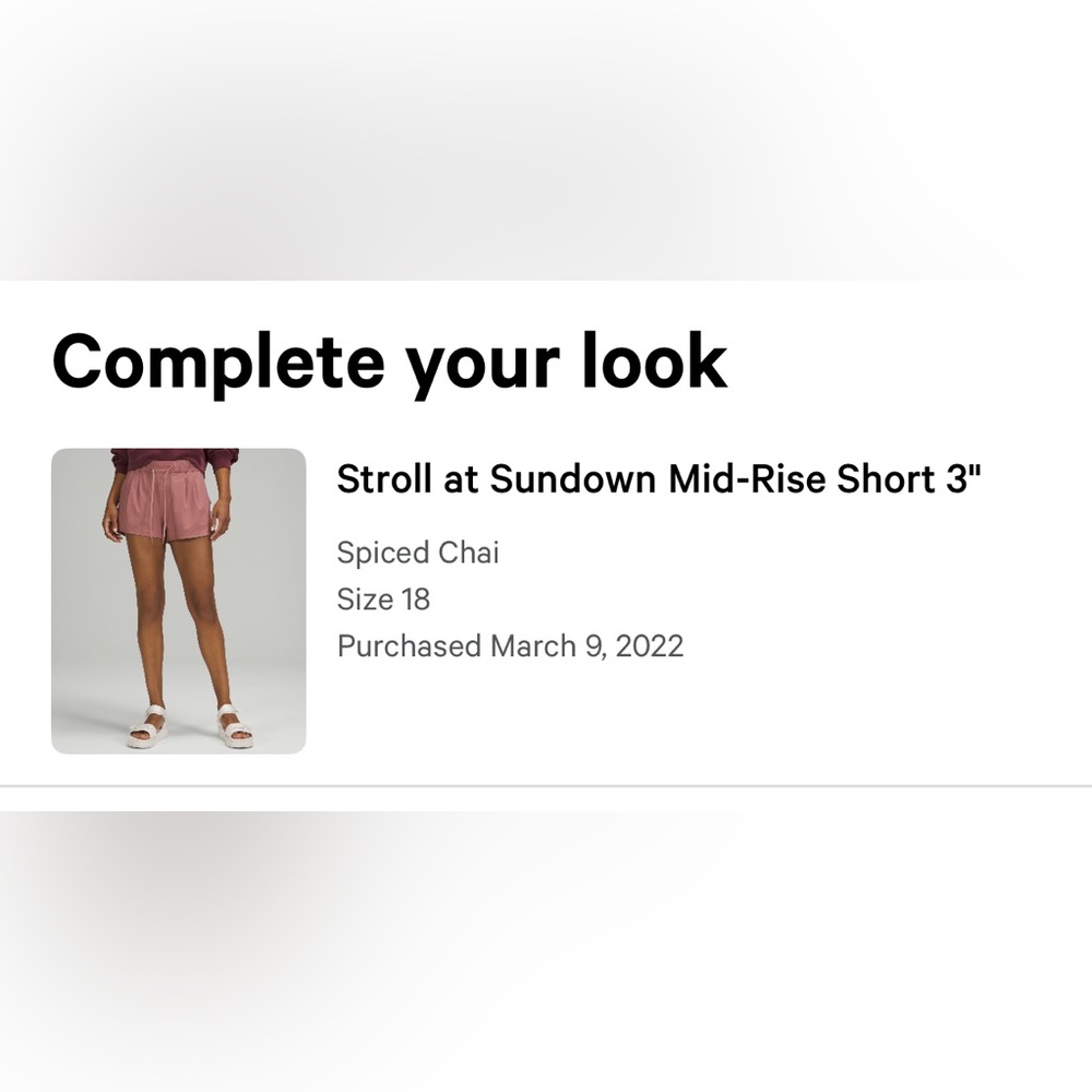 Lululemon stroll at sundown short